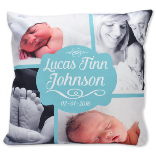 Celebration Photo Cushion Cover - Birth Announcement - Large - 50cm x 50cm (square)