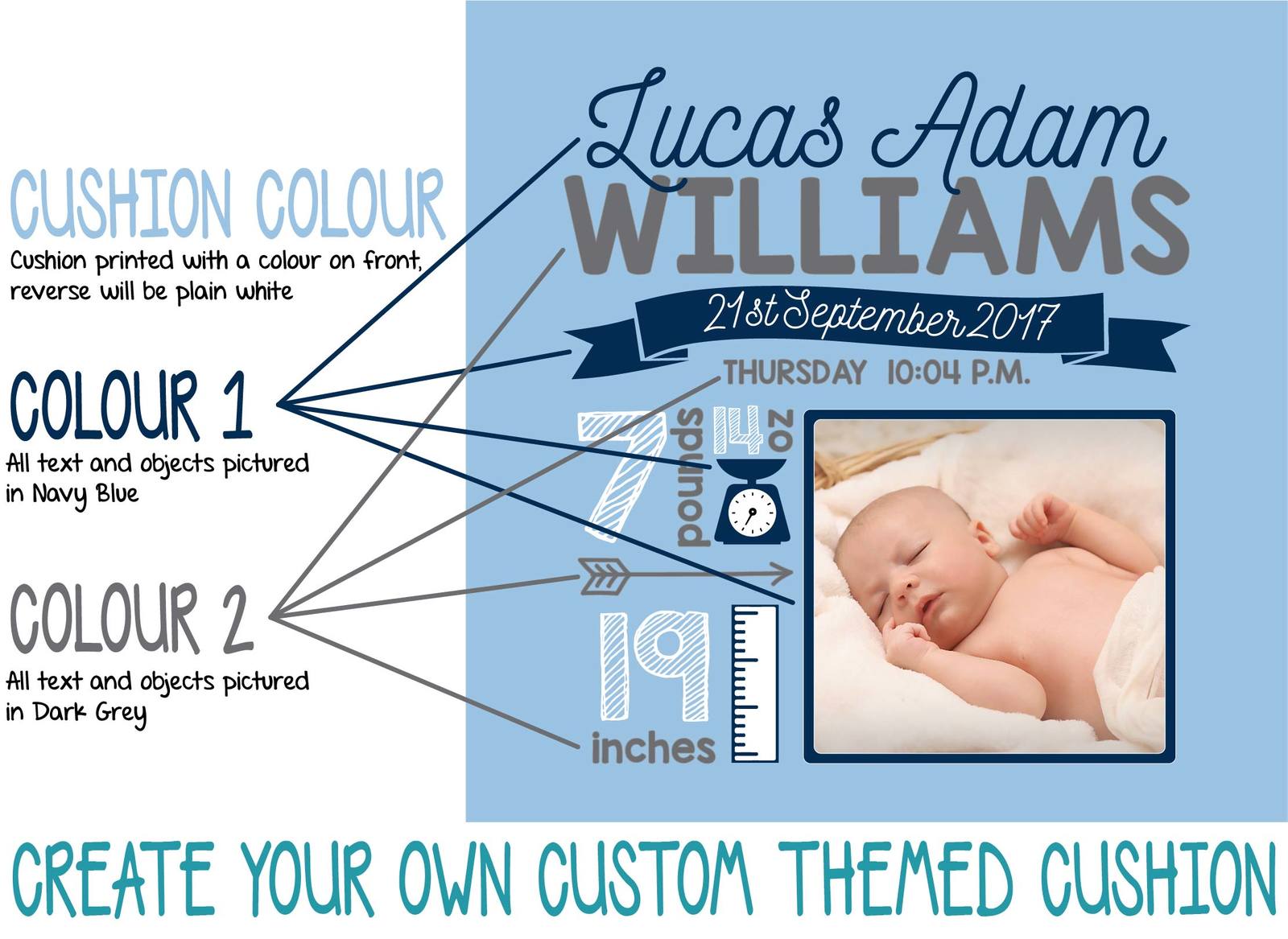 birth details photo cushion cover baby boy girl newborn gift baby boy cover photos