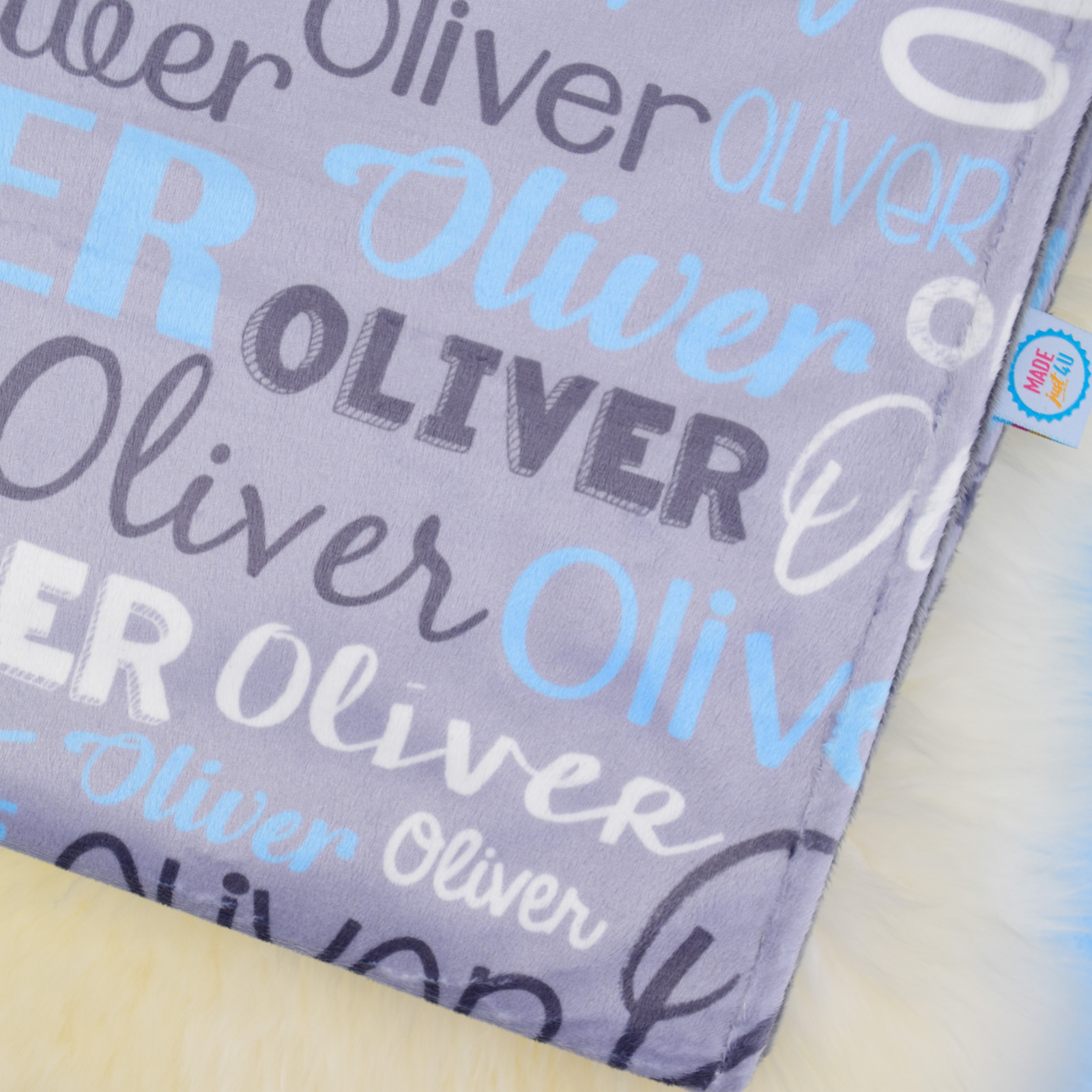 Modern Name Minky CUDDLY 50x50cm BABY BLUE