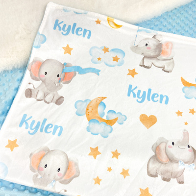 Baby Boy Elephant Minky