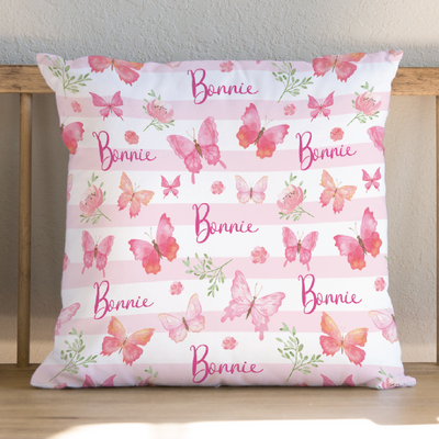 Pink Butterfly Name Cushion