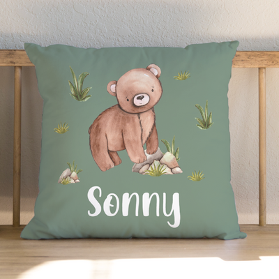 Teddy Bear Cushion Green