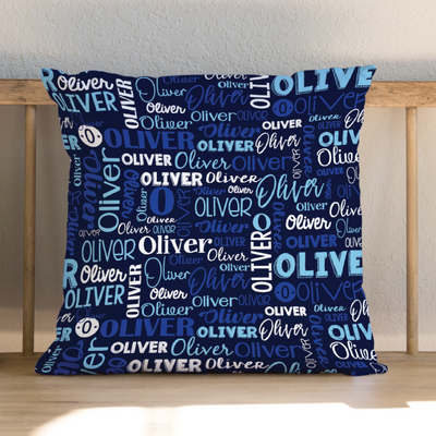 Modern Name Cushion (Navy Electric)