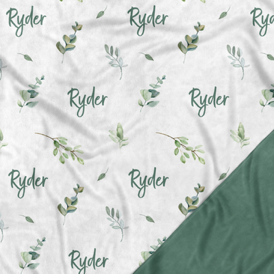 Eucalyptus Dream Personalised Baby Name Blanket