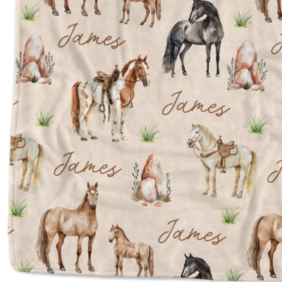 Horses Beige Minky