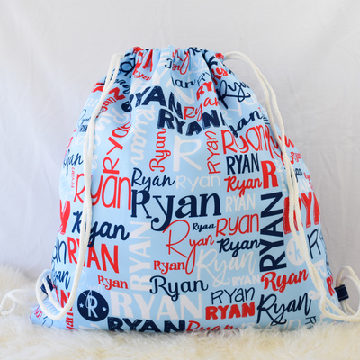 Modern Name Bag (Navy Blue Red )
