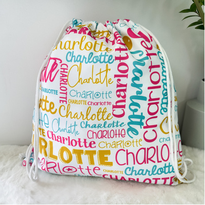 Modern Name Bag (Hot Pink Aqua Gold)