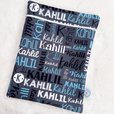 Modern Name Wet Bag (Dark Grey)