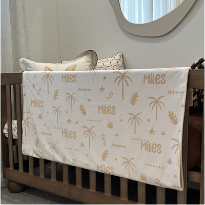 Sandy Palms Personalised Baby Name Blanket