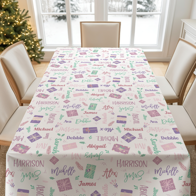 Family Christmas Tablecloth - Pastel