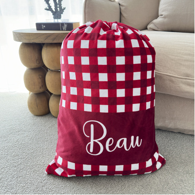 Red Gingham Santa Sack