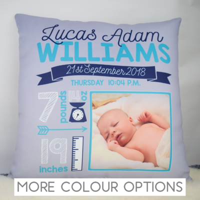 Birth Details Photo Cushion Cover