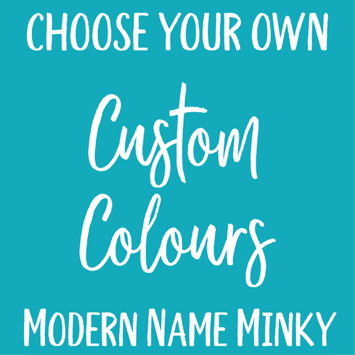 Modern Name Minky (CUDDLY 50x50cm, CUSTOM COLOURS)