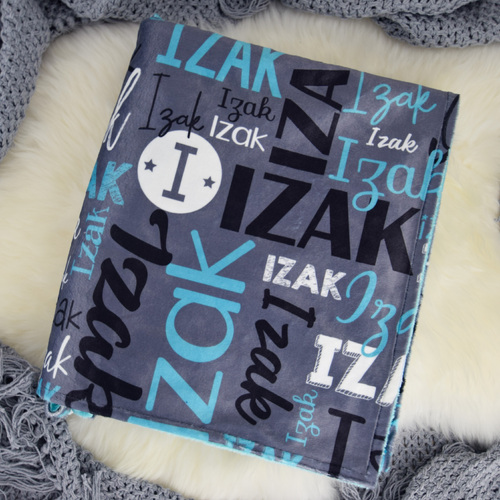 Modern Name Minky (CUDDLY 50x50cm, DARK GREY)