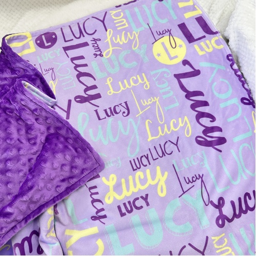 Modern Name Minky (Purple Lemon Mint Pram 70x100cm)