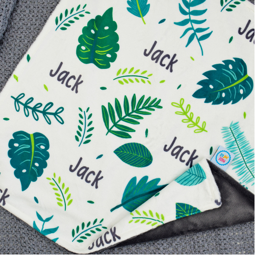 Tropical Leaf Print Minky (PRAM 70x100cm)