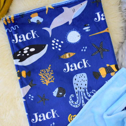 Under The Sea Minky (Pram Blanket (70x100cm)