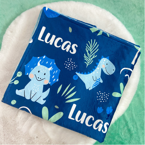 Blue Dinosaur Minky (Pram 70x100cm)