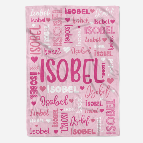 Custom Name Blanket Pinks (Pram 70x100cm)