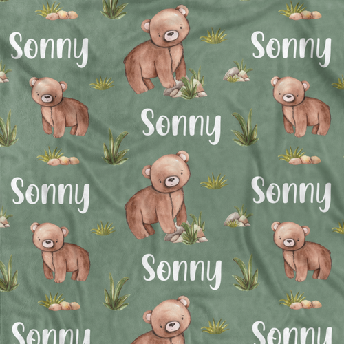 Teddy Bear Minky Green (Pram 70x100cm)