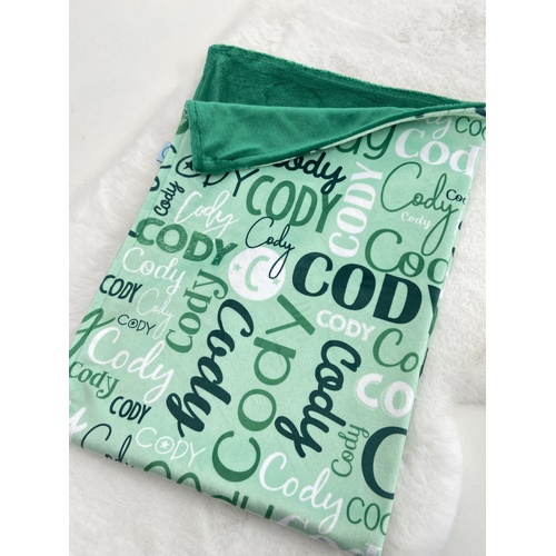 Modern Name Minky (Green Pram Blanket 70x100cm)