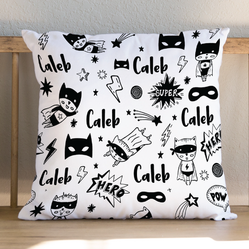 Superhero Name Cushion (30cm x 50cm)