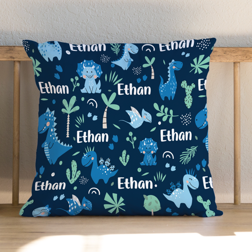 Blue Dinosaur Pattern Cushion