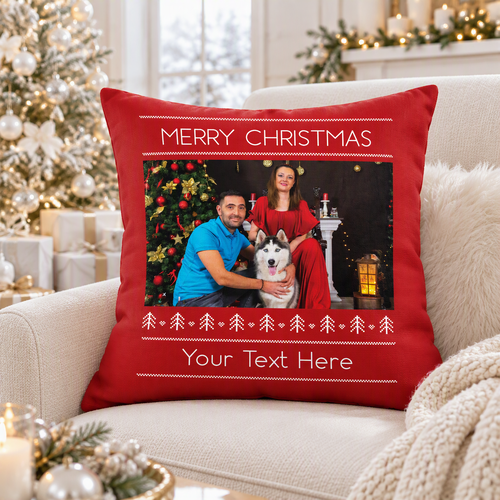 Christmas Photo Cushion Red