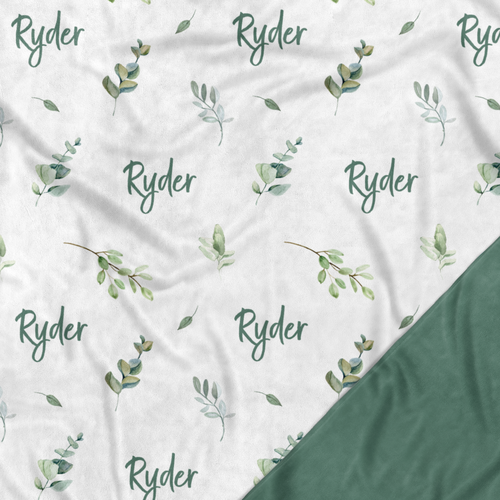 Eucalyptus Dream Personalised Baby Name Blanket