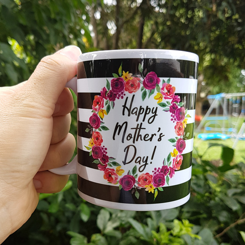 Marsala Floral Wreath Personalised Mug