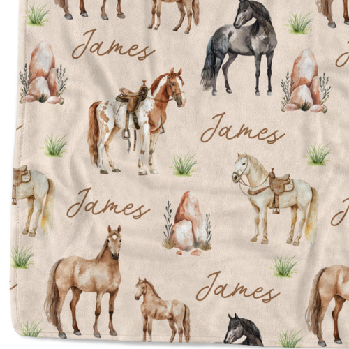 Horses Beige Minky