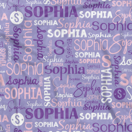 Modern Name Luxe-Light Blanket (Pram 70x100cm Purple Pink)