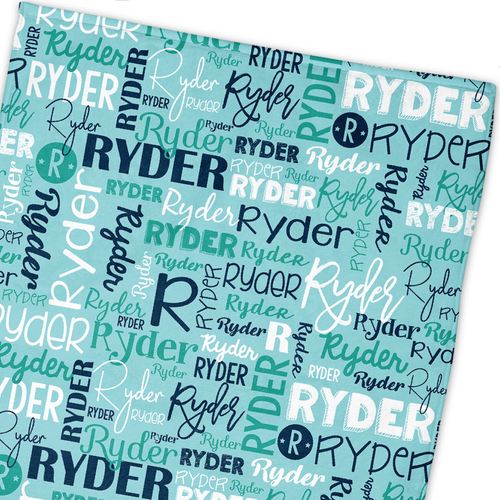 Modern Name Towel (Mint Navy Teal)