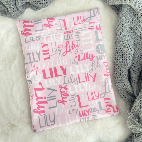 Modern Name Wetbag (Jumbo Baby Pink)