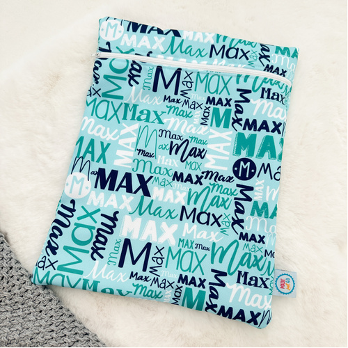 Modern Name Wet Bag (Mint Navy Teal Small)