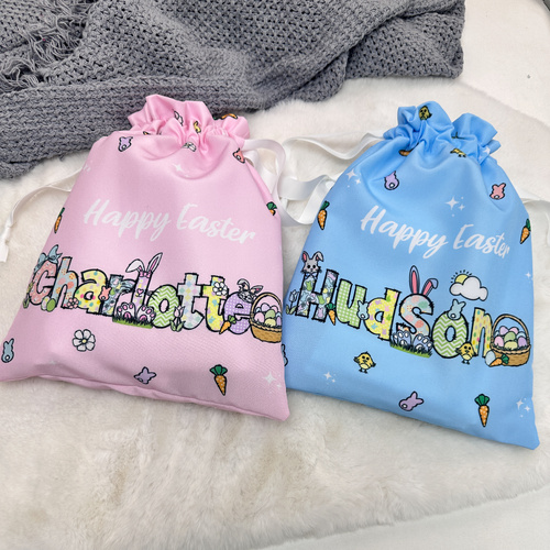 Personalised Easter Egg Hunt Bag for Kids (Pink)