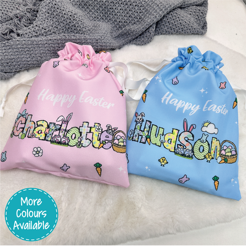Personalised Easter Egg Hunt Bag for Kids (Pink)