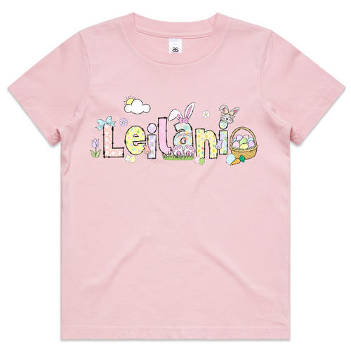 Easter Personalised Kids Tee Pink